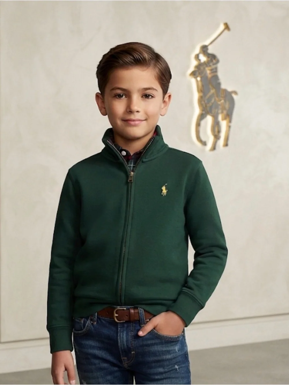Authentic Polo Ralph Lauren signature designer boys zippered sweatshirt sz S